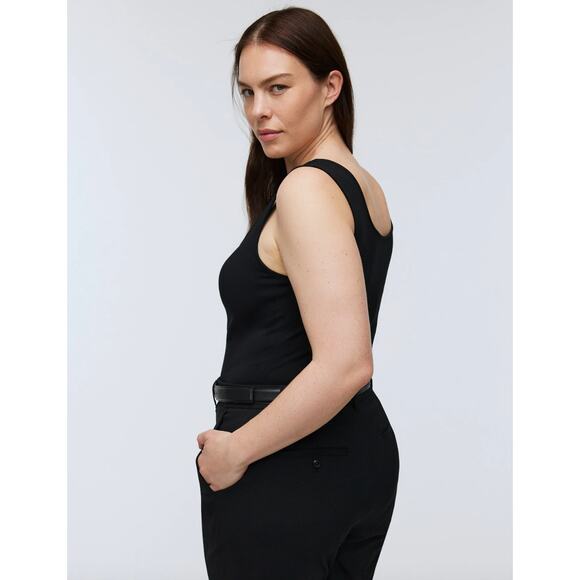 Madewell Wide Strap Tank Thong Bodysuit Black Stretch Cotton Blend Small NWT - Picture 3 of 13